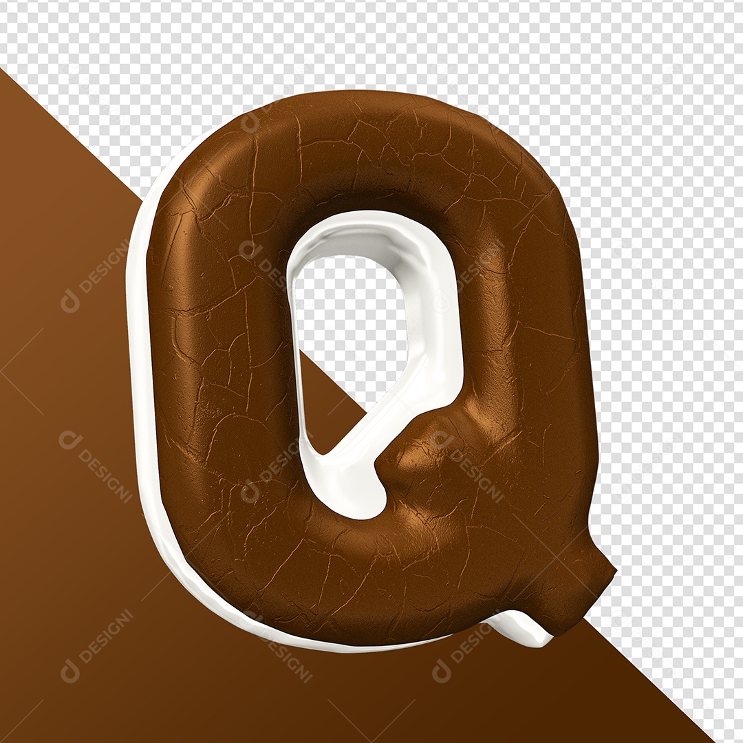 Letra Q  Feita Com Rosquinha De Chocolate Elemento 3D Para Composição PSD