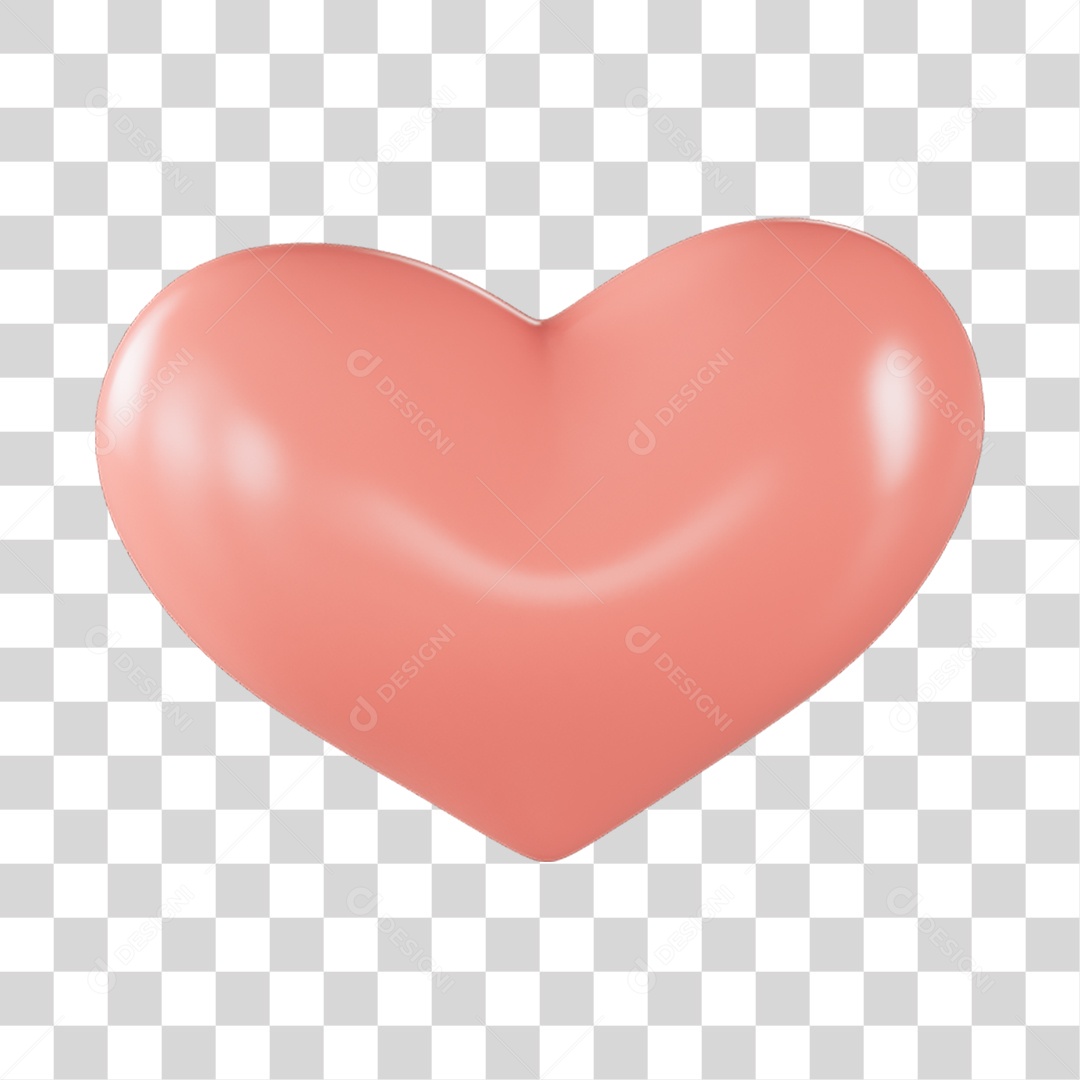 Elemento 3D de coração rosa PNG Transparente