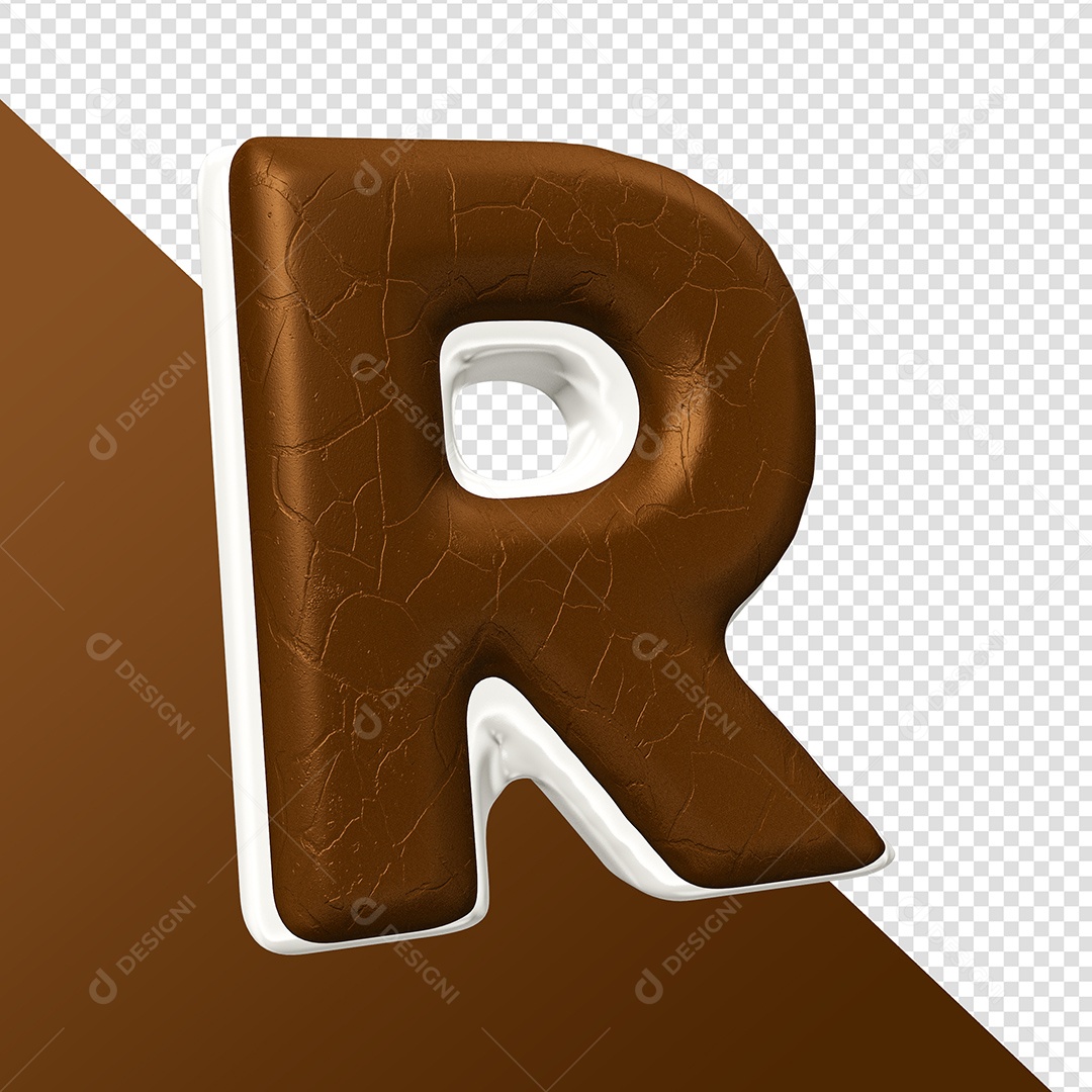 Letra R Feita Com Rosquinha De Chocolate Elemento 3D Para Composição PSD