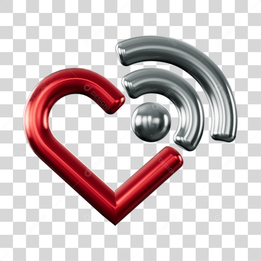 Elemento 3D de coração PNG Transparente