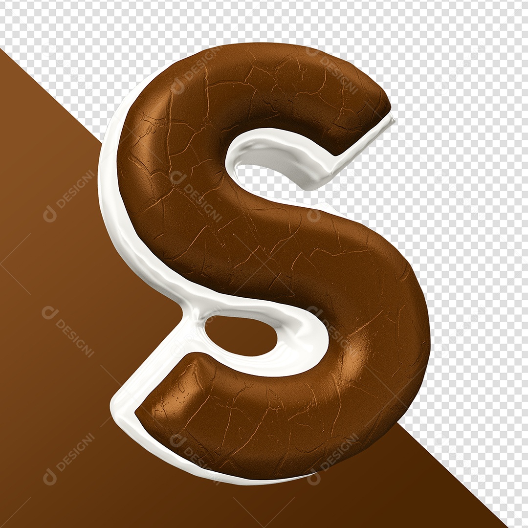 Letra S Feita Com Rosquinha De Chocolate Elemento 3D Para Composição PSD