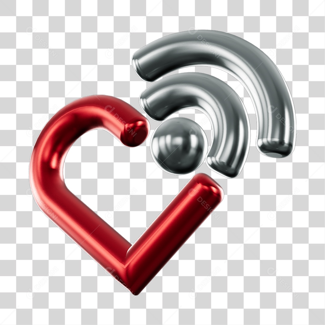 Elemento 3D de coração PNG Transparente