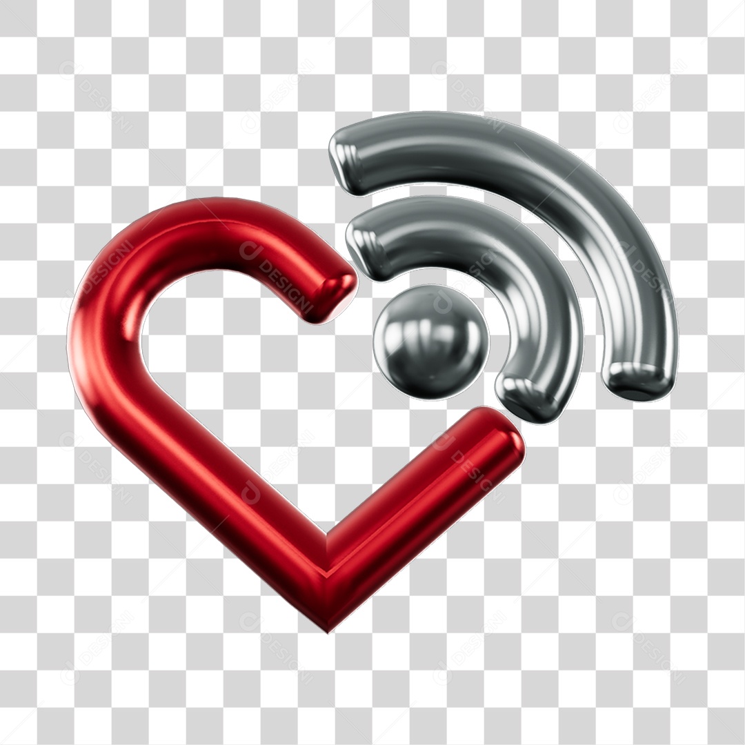 Elemento 3D de coração PNG Transparente