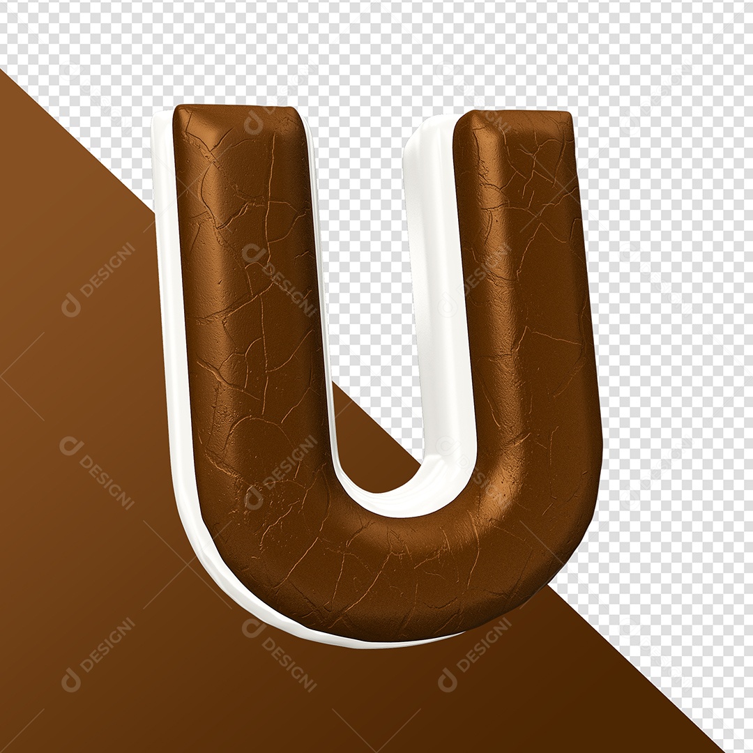 Letra U Feita Com Rosquinha De Chocolate Elemento 3D Para Composição PSD