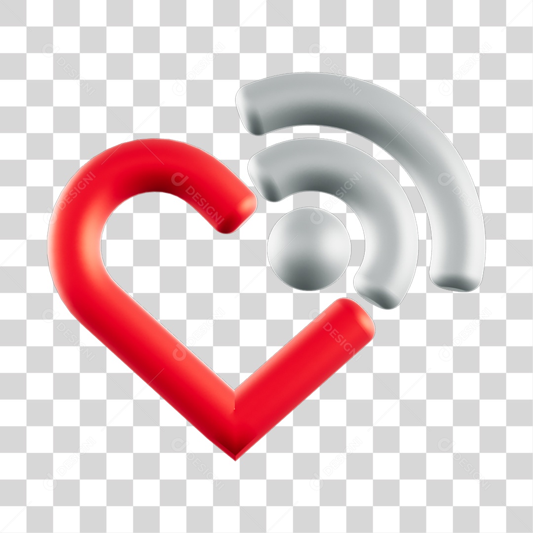 Elemento 3D de coração PNG Transparente
