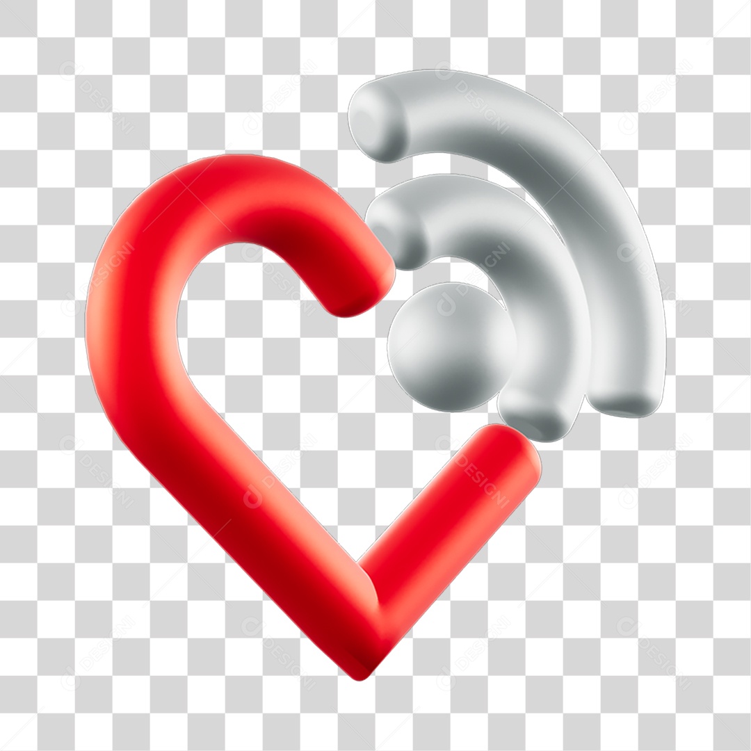 Elemento 3D de coração PNG Transparente