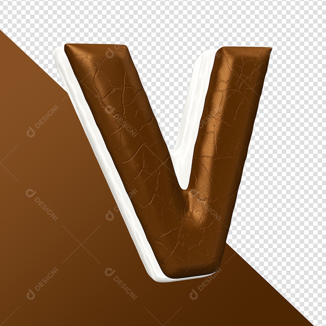 Letra V Feita Com Rosquinha De Chocolate Elemento 3D Para Composição PSD