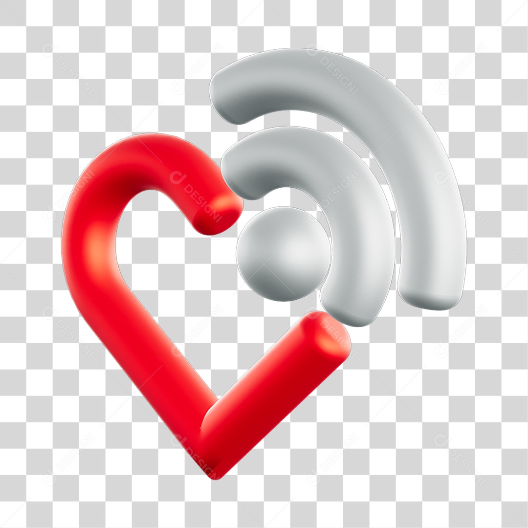 Elemento 3D de coração PNG Transparente