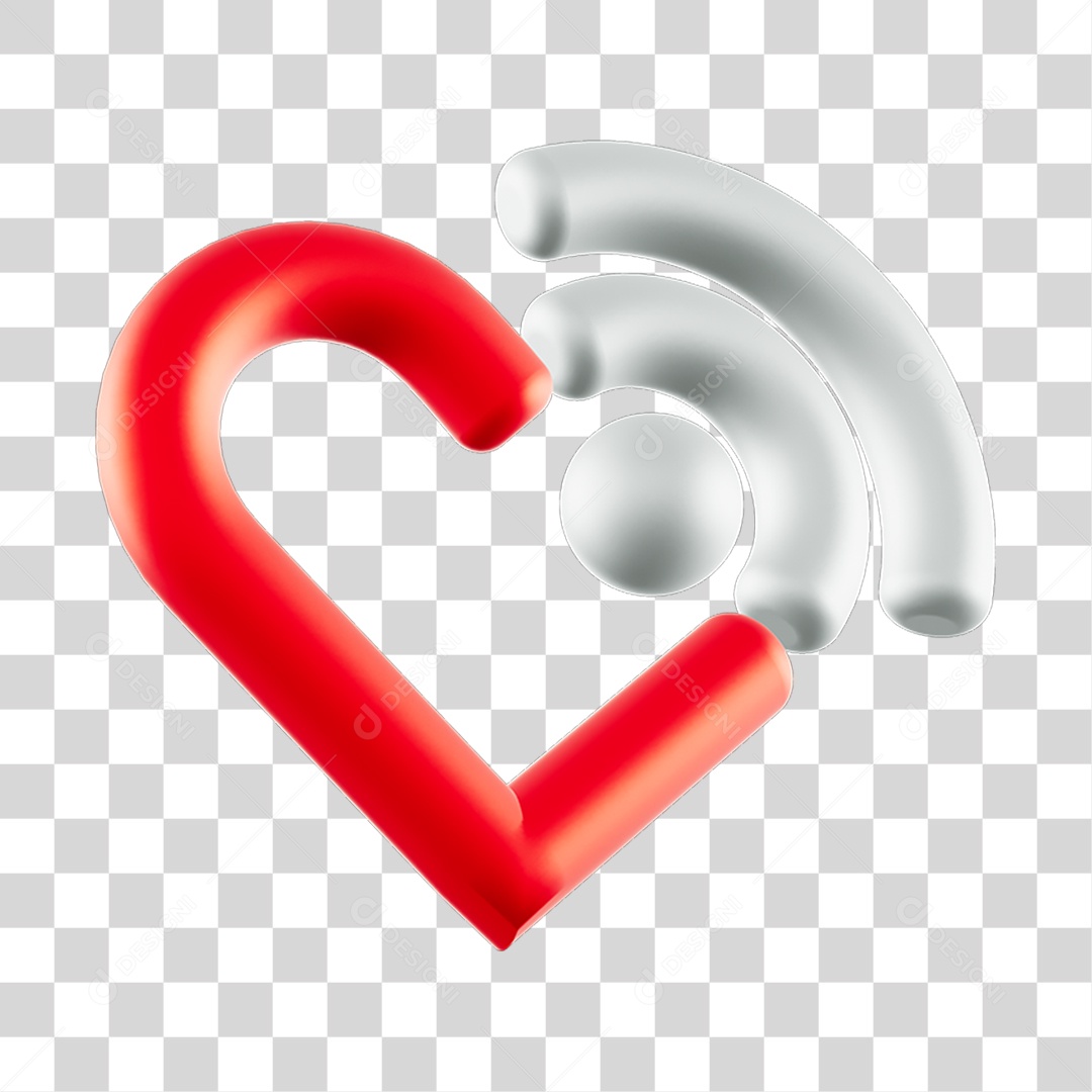 Elemento 3D de coração PNG Transparente