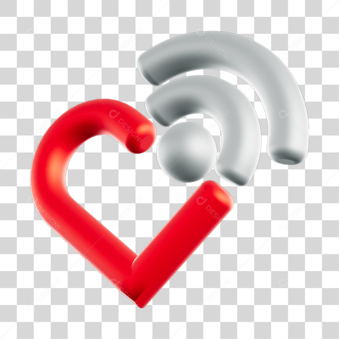 Elemento 3D de coração PNG Transparente