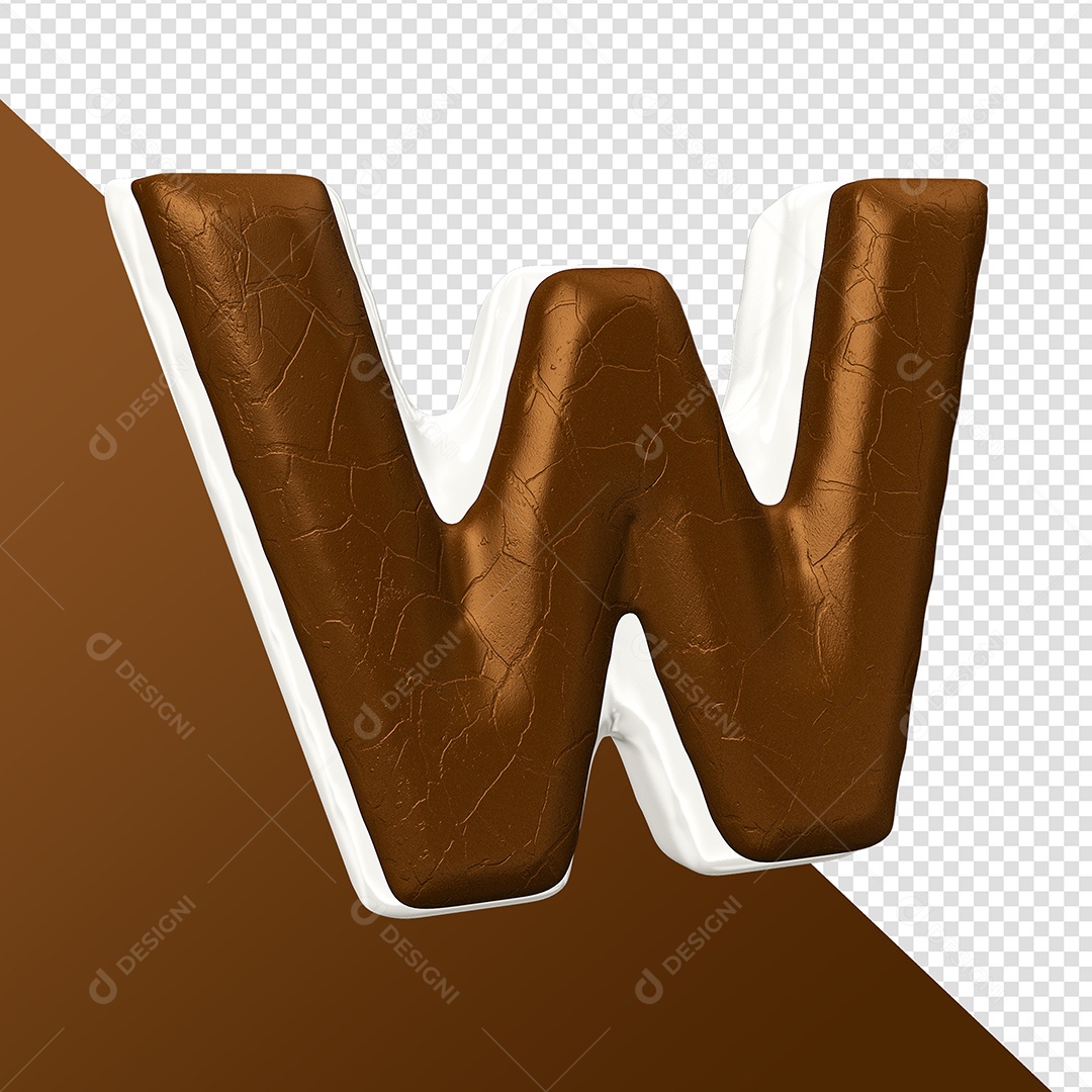 Letra W Feita Com Rosquinha De Chocolate Elemento 3D Para Composição PSD