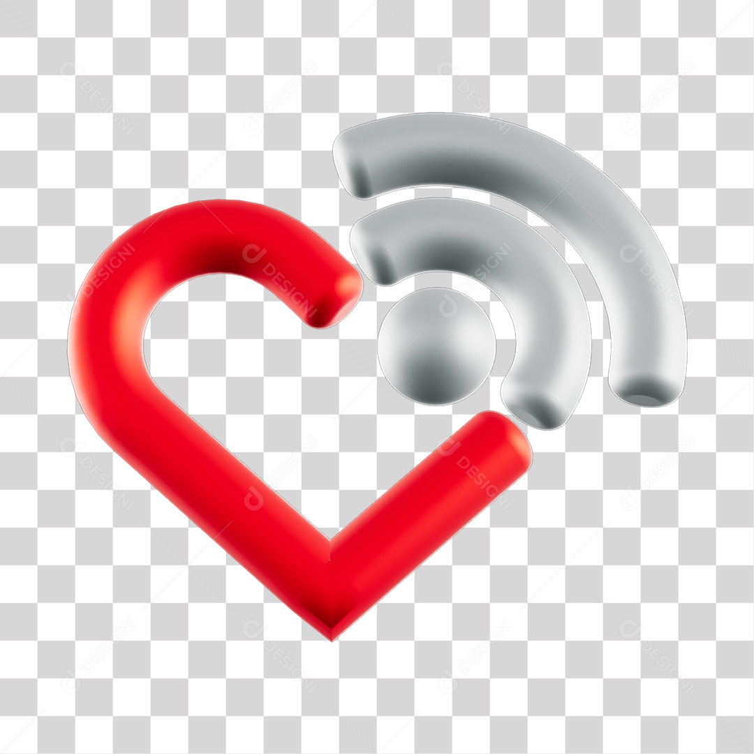 Elemento 3D de coração PNG Transparente