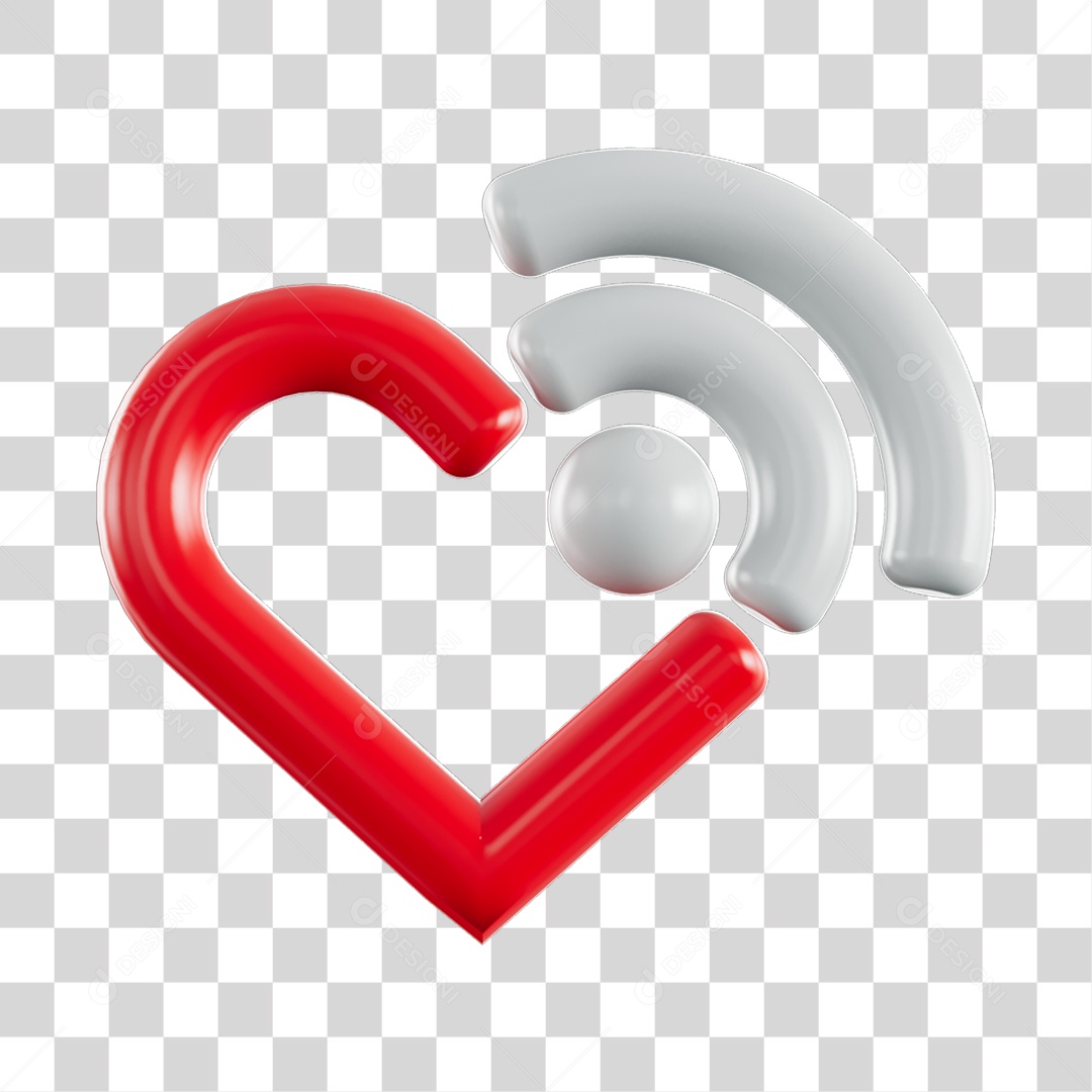 Elemento 3D de coração PNG Transparente