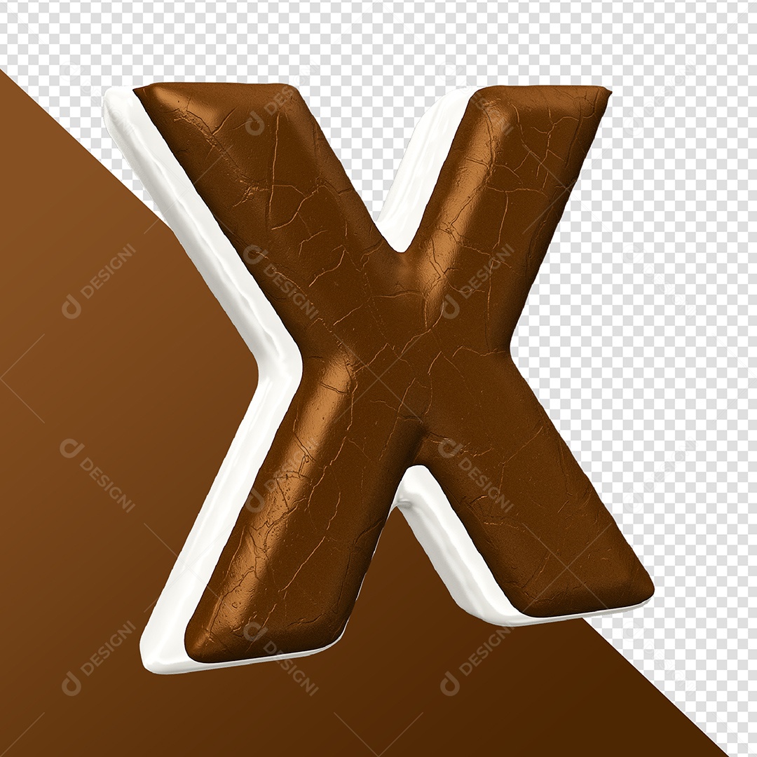 Letra X Feita Com Rosquinha De Chocolate Elemento 3D Para Composição PSD