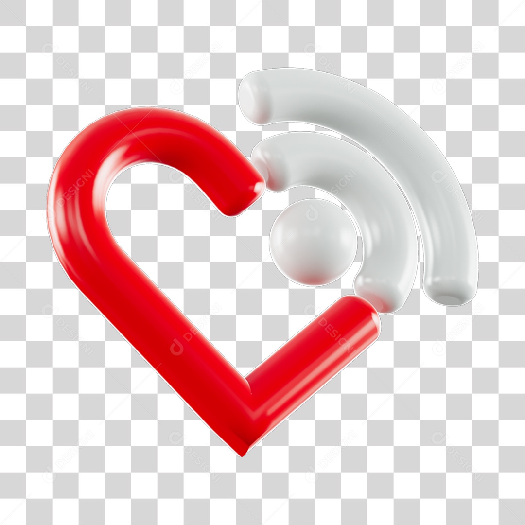 Elemento 3D de coração PNG Transparente
