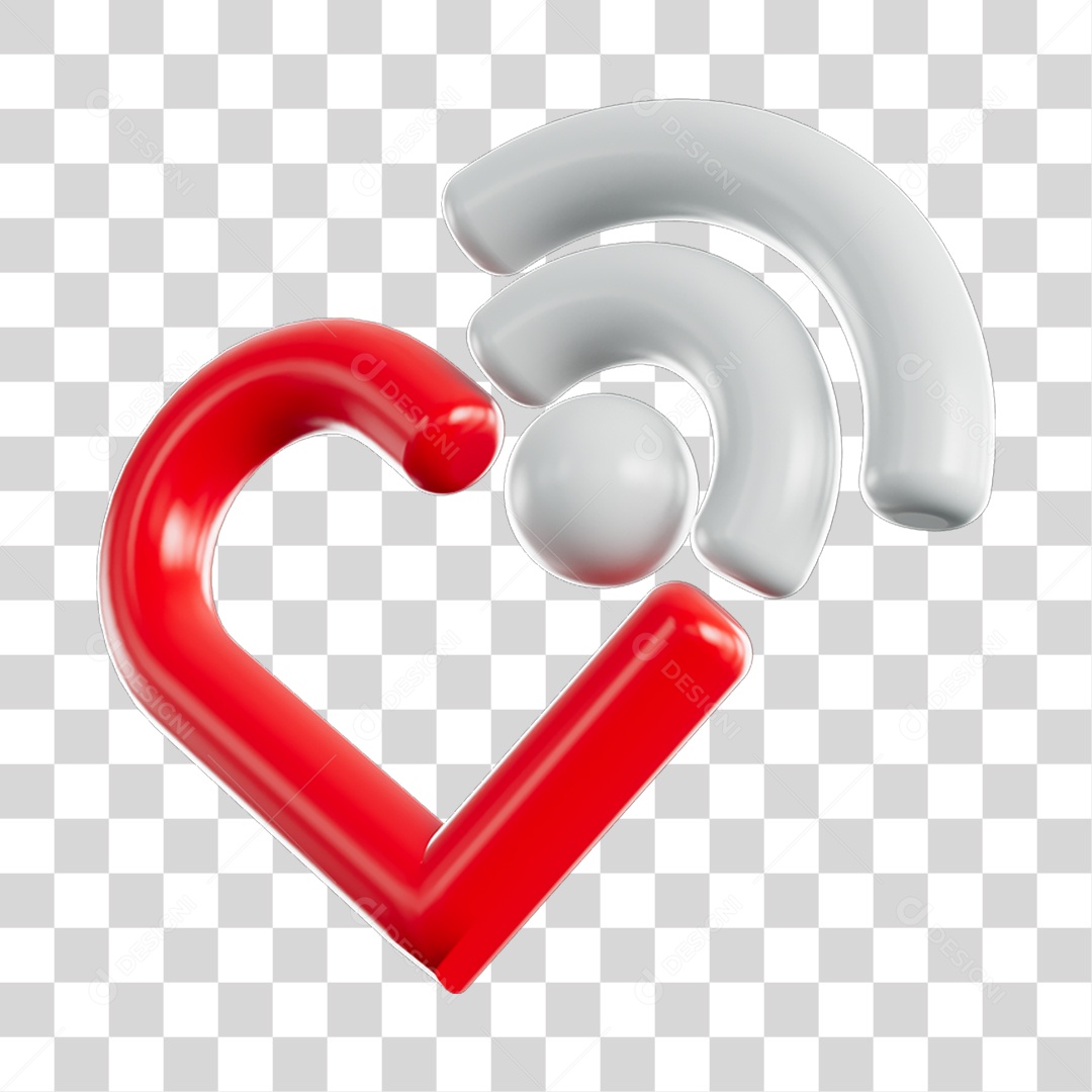 Elemento 3D de coração PNG Transparente