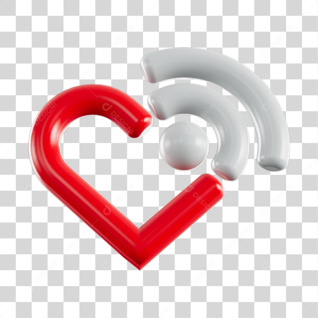 Elemento 3D de coração PNG Transparente