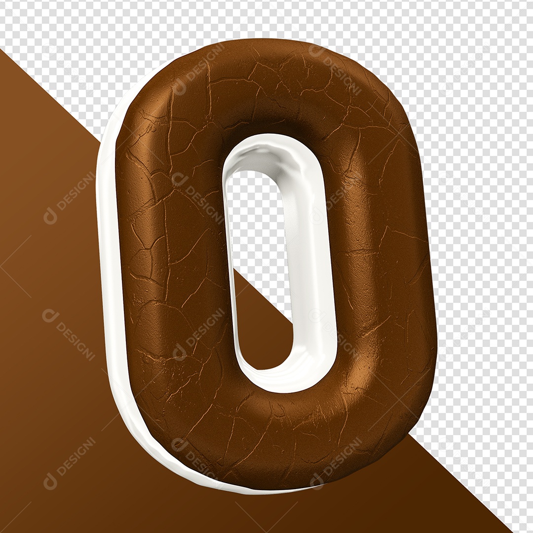 Número 0 Feito Com Rosquinha De Chocolate Elemento 3D Para Composição PSD