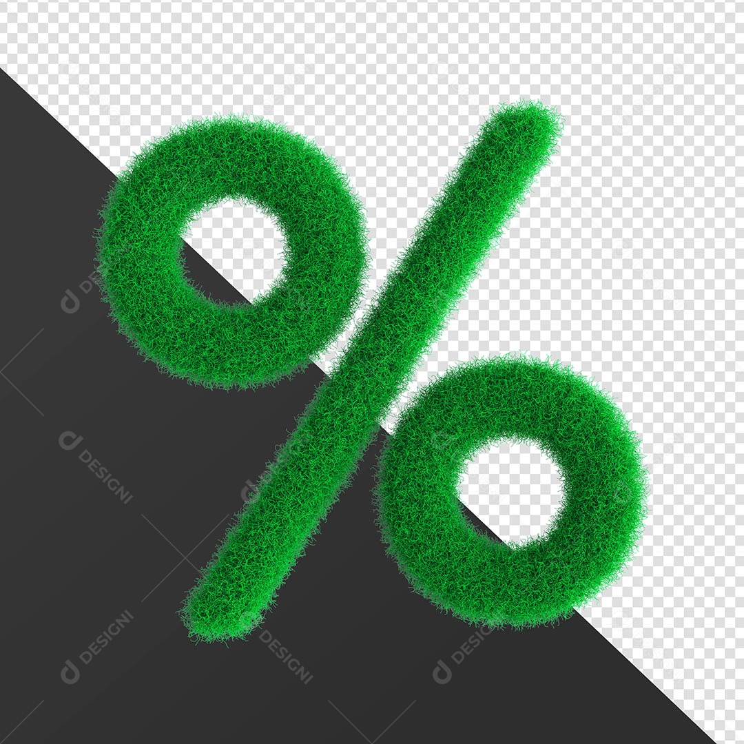 Símbolo De Porcentagem Feito De Grama Elemento 3D Para Composição PSD
