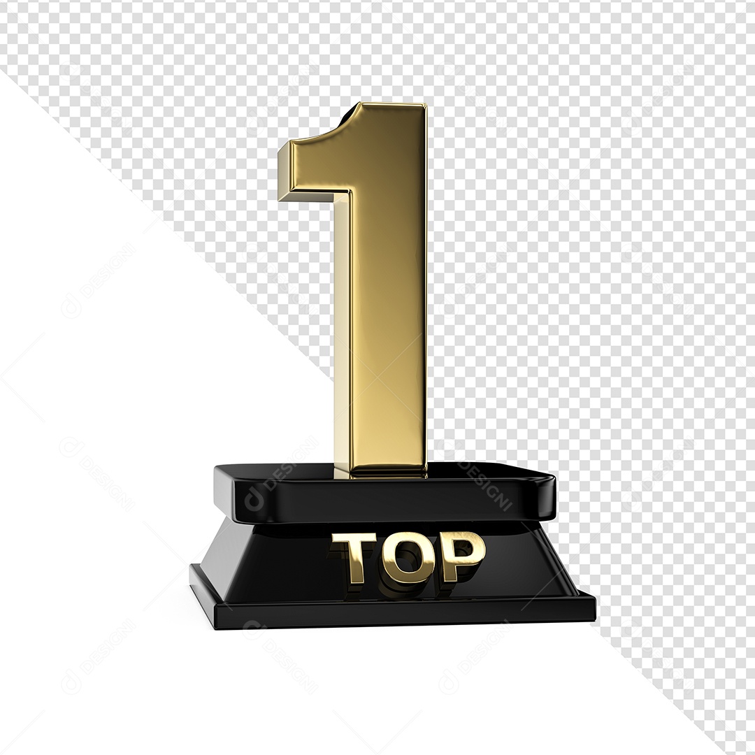 Top 1 Dourado Elemento 3D Para Composição PSD