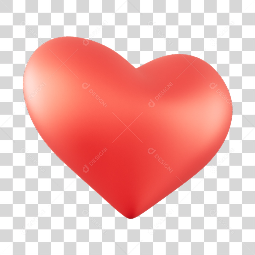 Elemento 3D de coração vermelho PNG Transparente