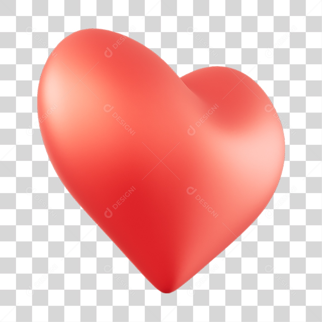 Elemento 3D de coração vermelho PNG Transparente