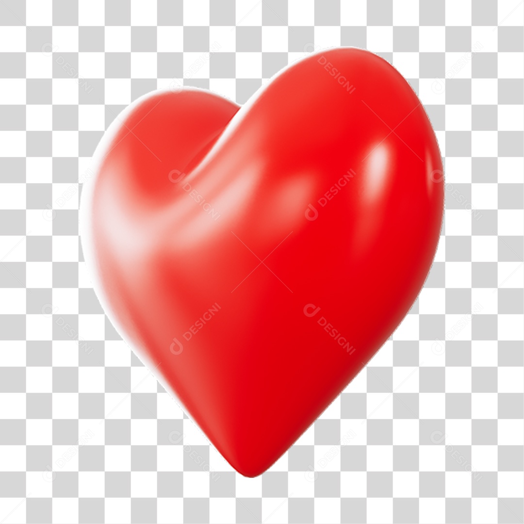 Elemento 3D de coração vermelho PNG Transparente
