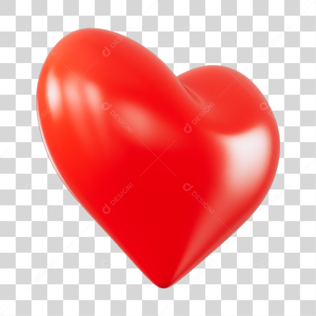 Elemento 3D de coração vermelho PNG Transparente