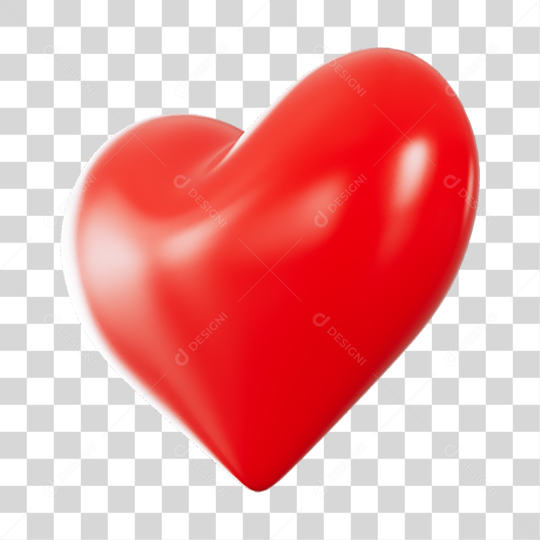Elemento 3D de coração vermelho PNG Transparente