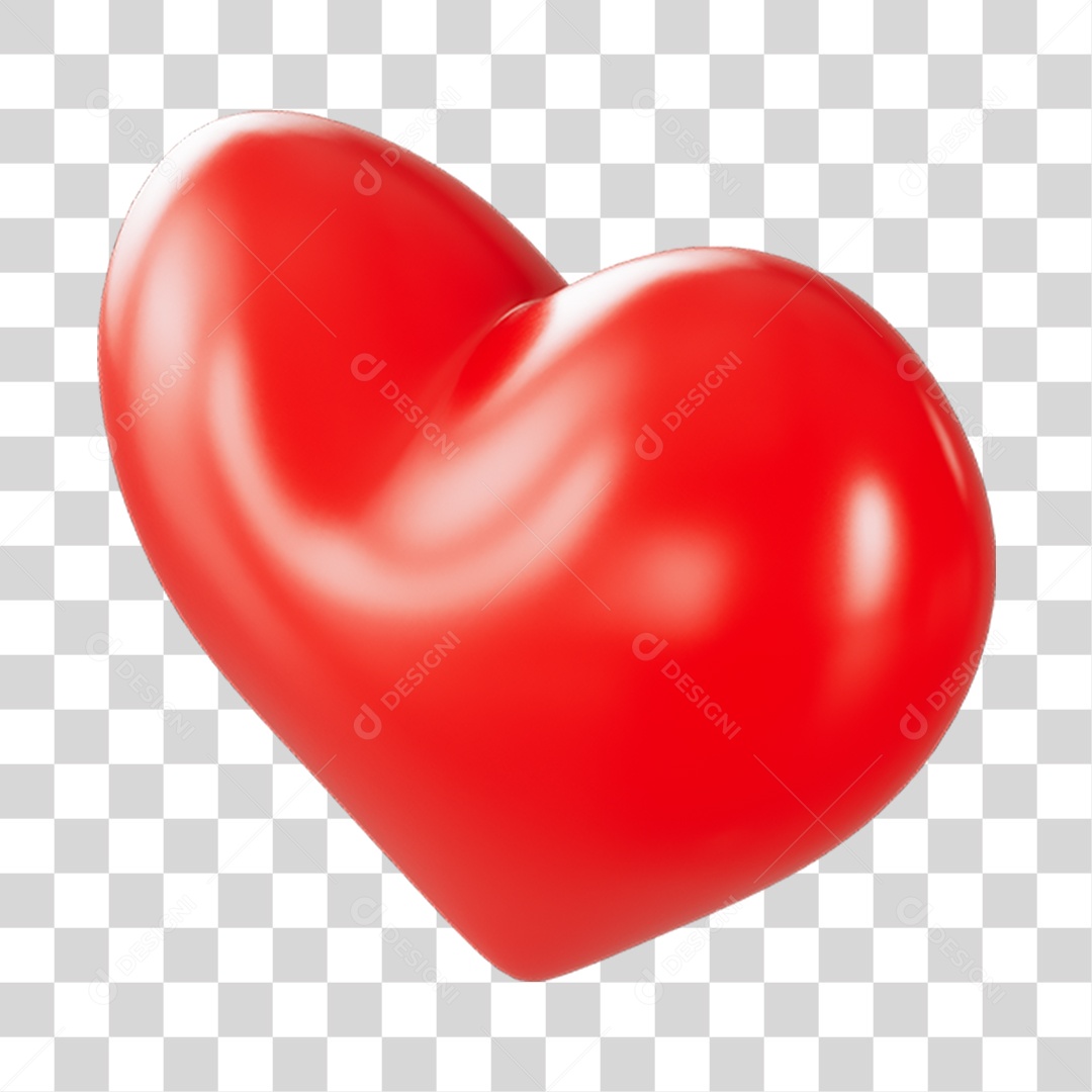 Elemento 3D de coração vermelho PNG Transparente