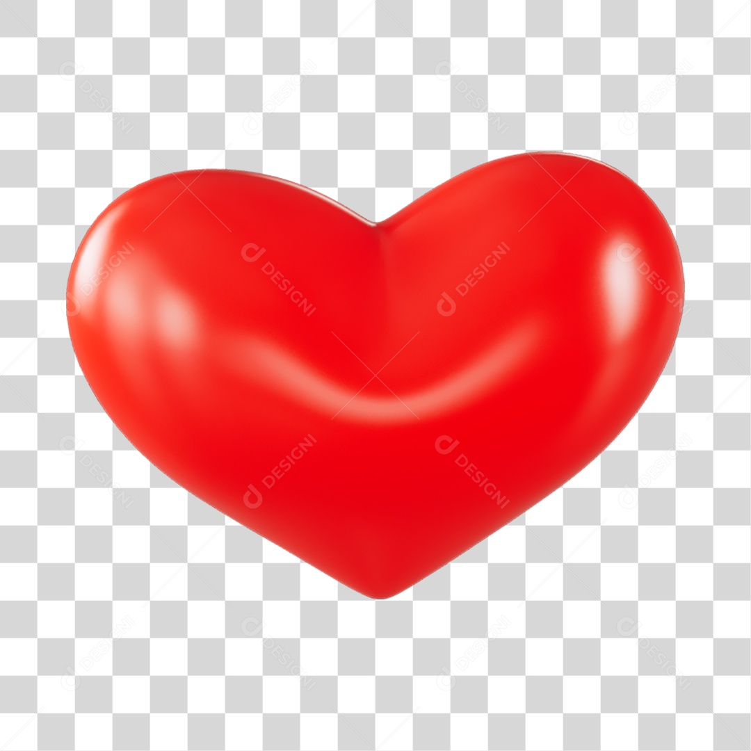 Elemento 3D de coração vermelho PNG Transparente