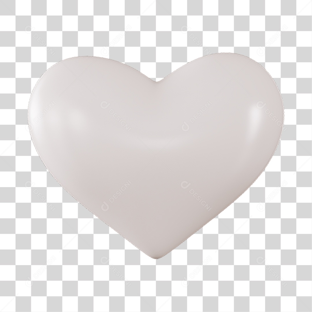 Elemento 3D de coração branco PNG Transparente