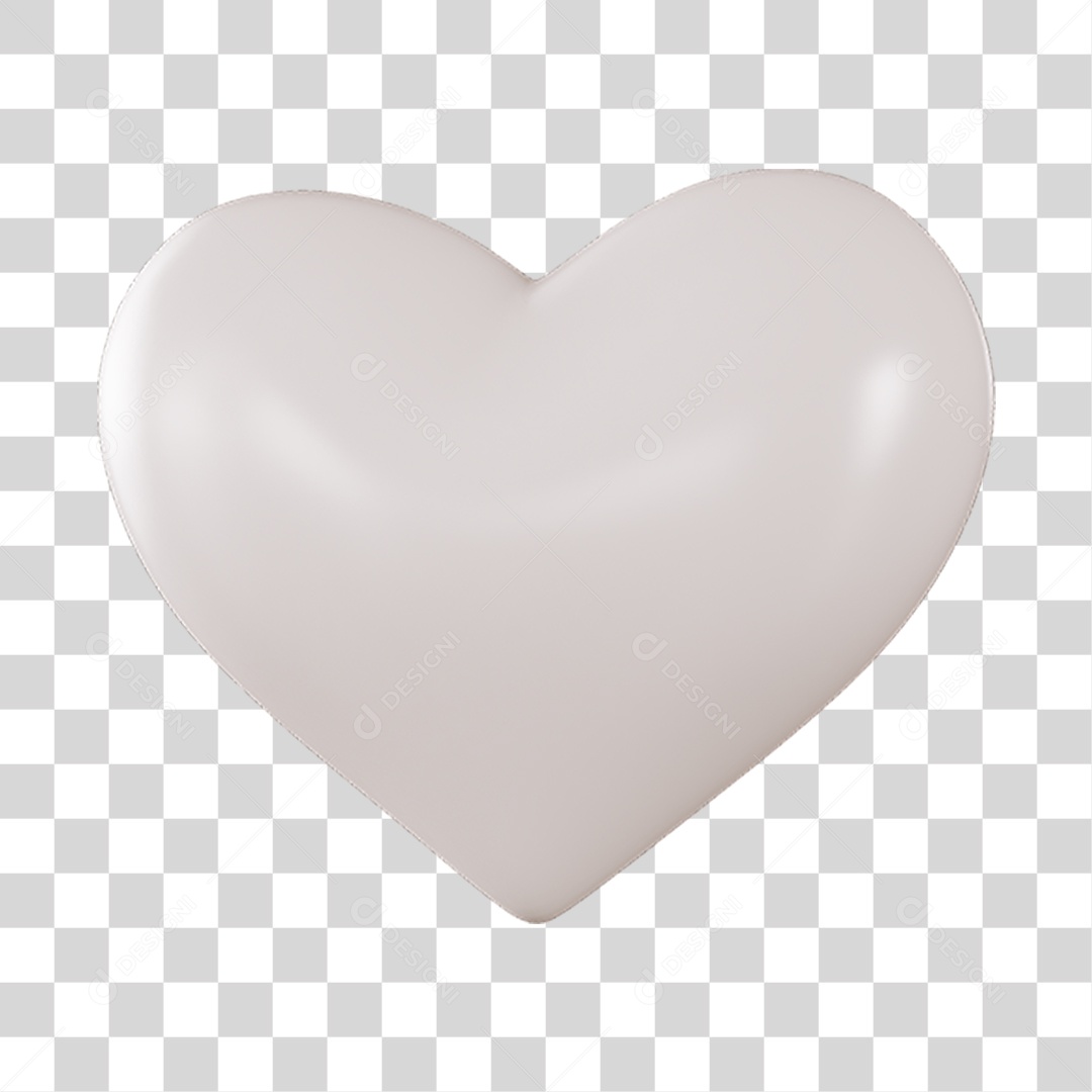 Elemento 3D de coração branco PNG Transparente