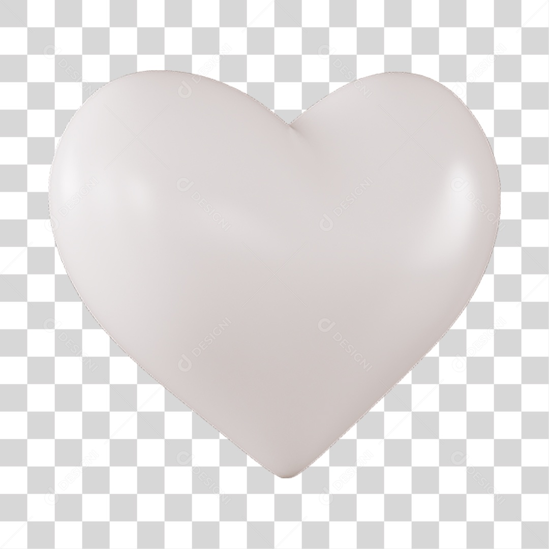 Elemento 3D de coração branco PNG Transparente