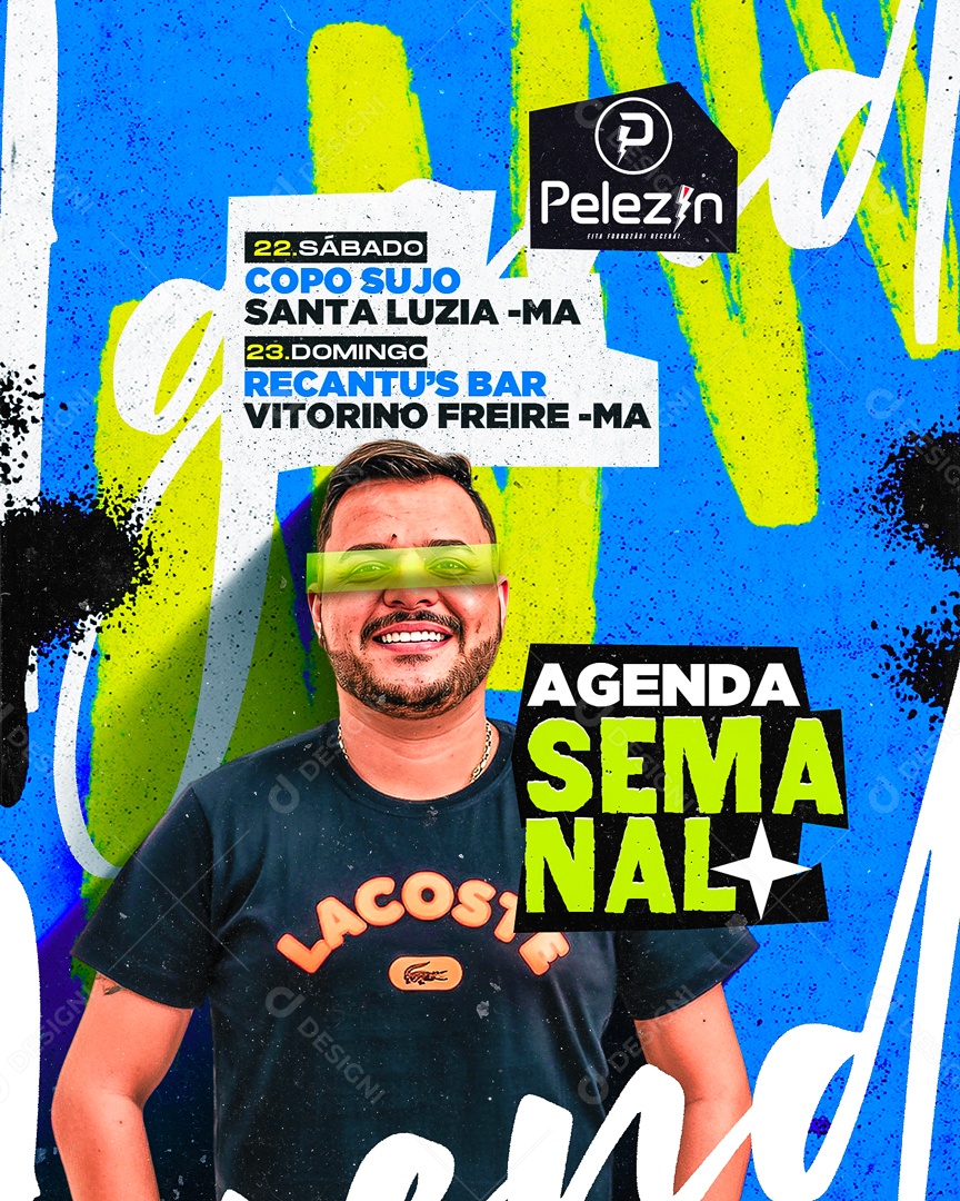 Flyer Pelezin Agenda Semanal Social Media PSD Editável