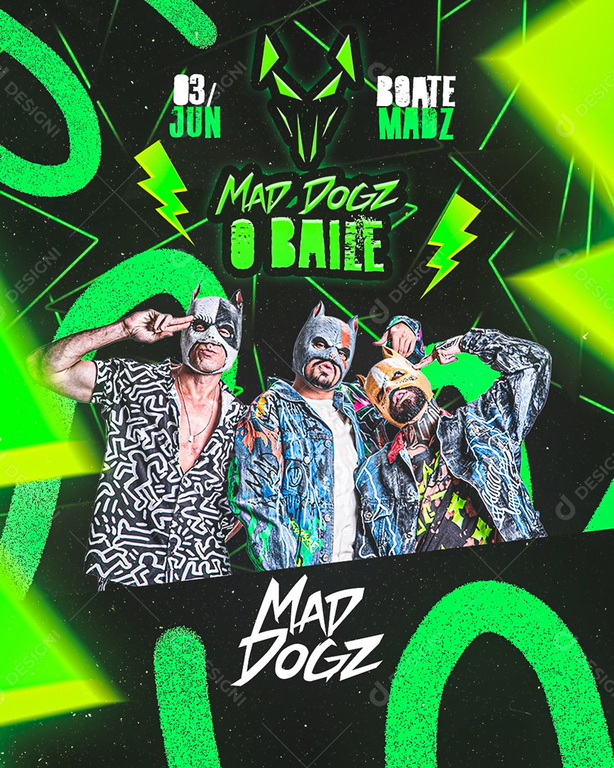 Flyer Mad Dogz o Baile Social Media PSD Editável