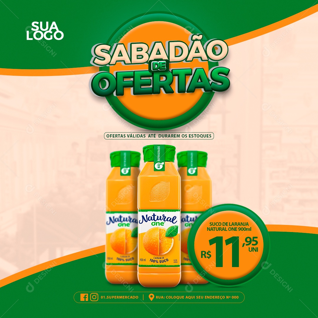 Feed Sabadão De Ofertas Suco Natural Laranja Social Media PSD Editavel