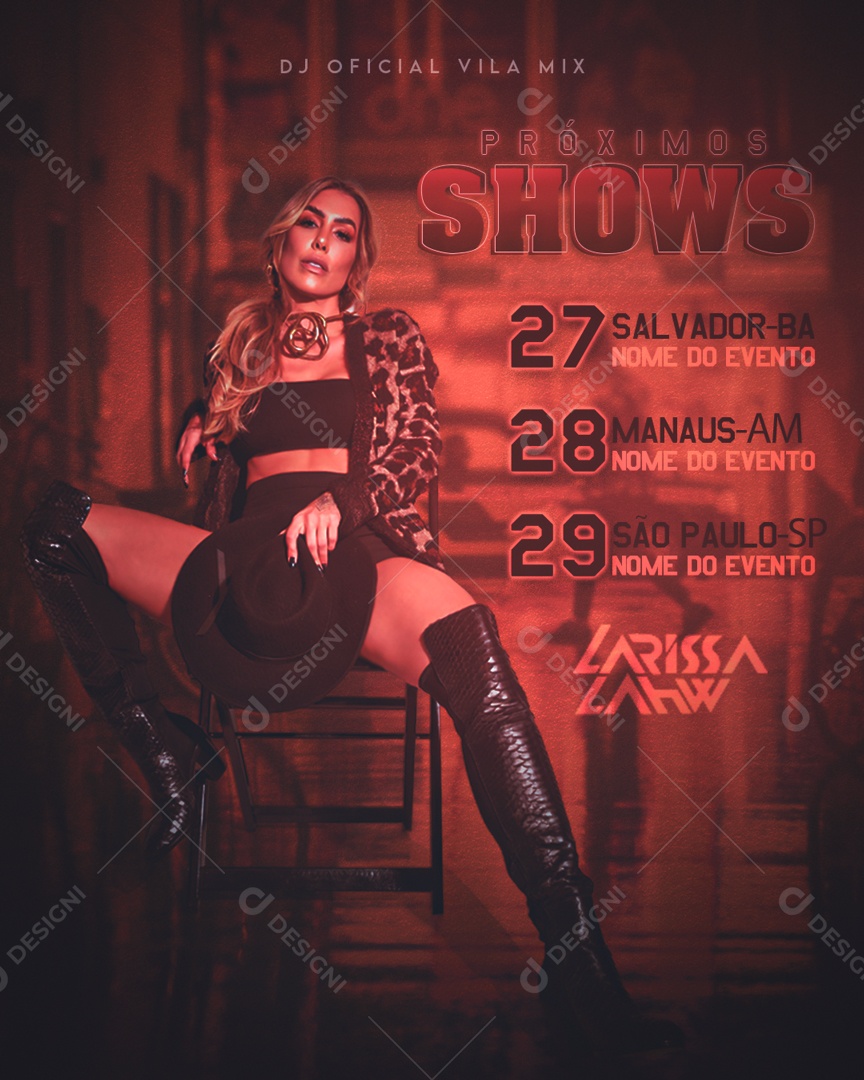 Social Media Feed Proximos Shows Larissa Lahw PSD Editavel