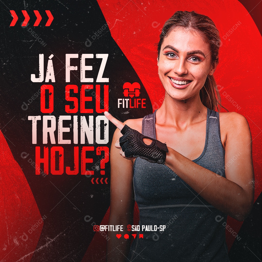 Ja Fez Seu Treino Hoje Fitlife Social Media PSD Editável