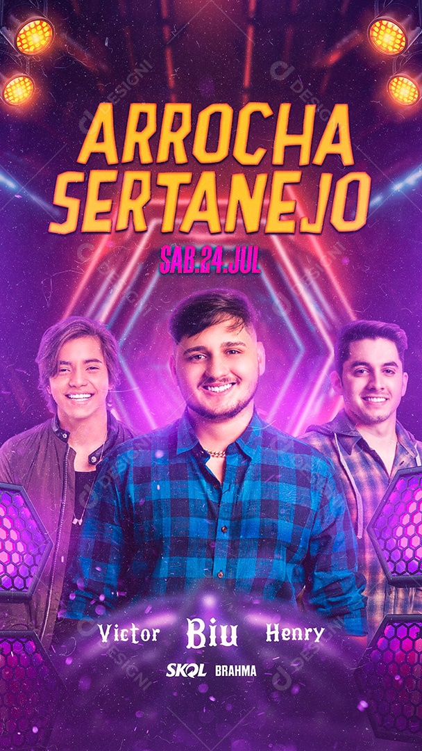 Flyer Arrocha Sertanejo Cantores Story Social Media PSD Editável