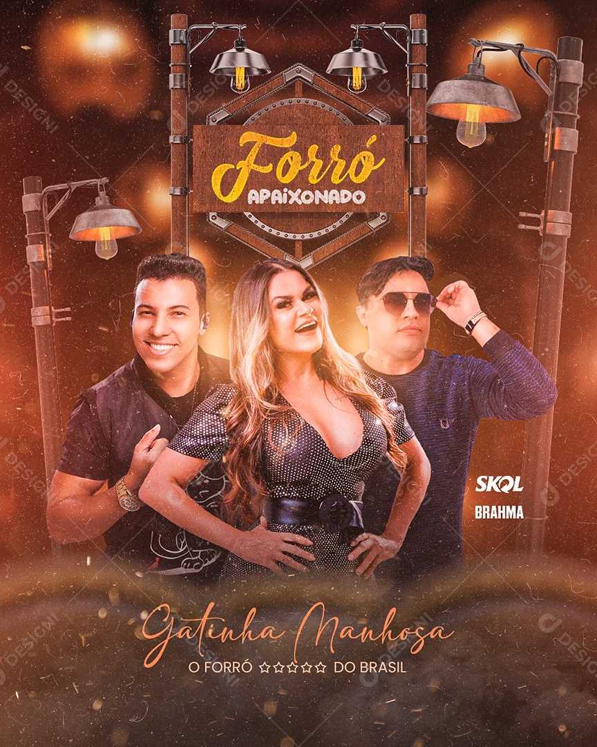 Flyer Forró Apaixonado Gatinha Manhosa Social Media PSD Editável