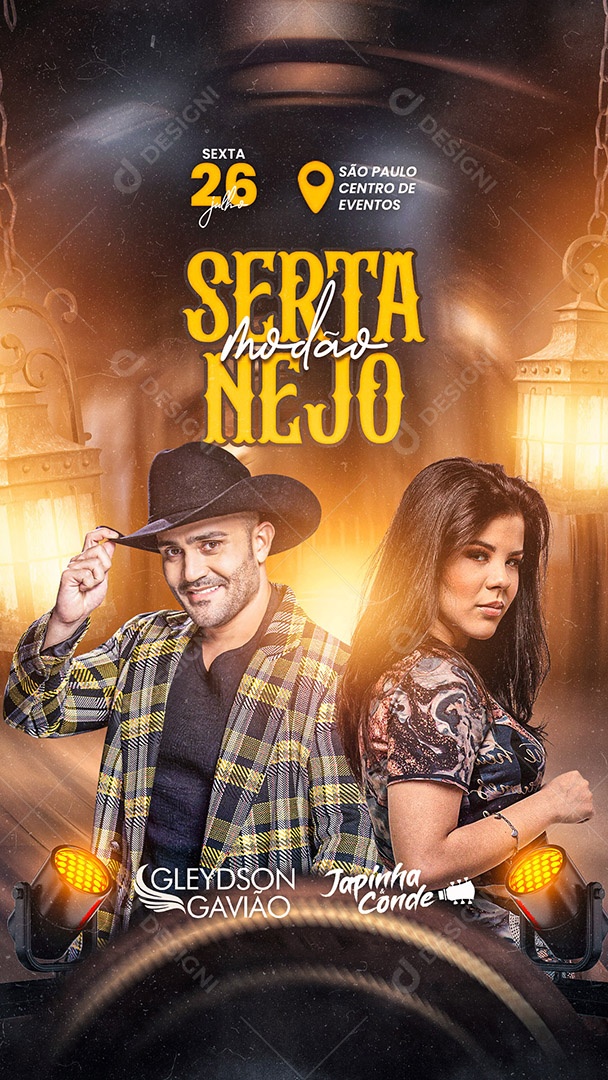 Flyer Sertanejo Modão Gleydson Gavião Japinha Conde Story Social Media PSD Editável