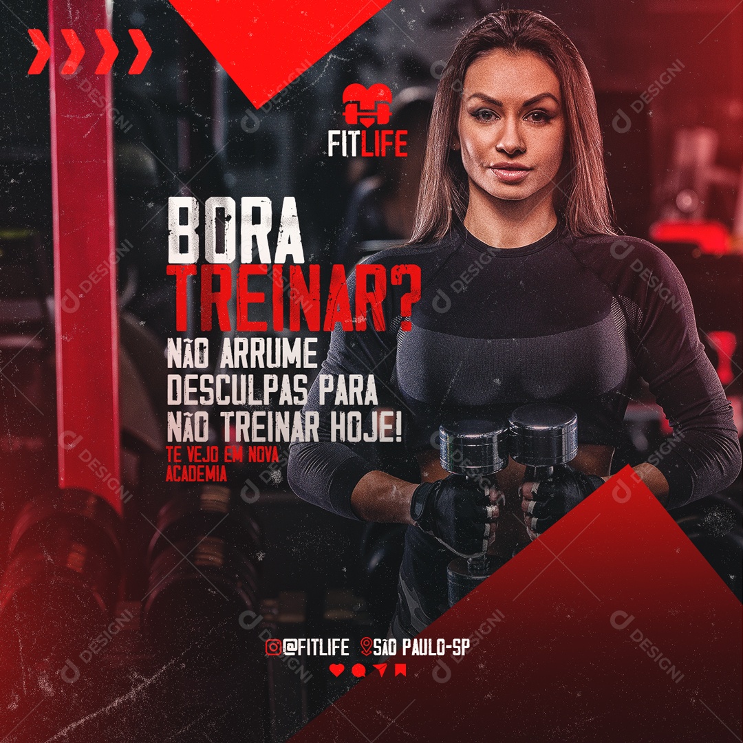 Let's Train Don't Make Excuses Not to Train Today Editable Social Media PSD