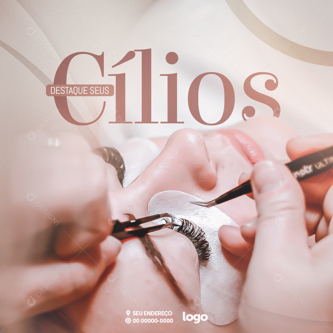 Social Media Feed Destaque Seus Cílios Estética PSD Editável