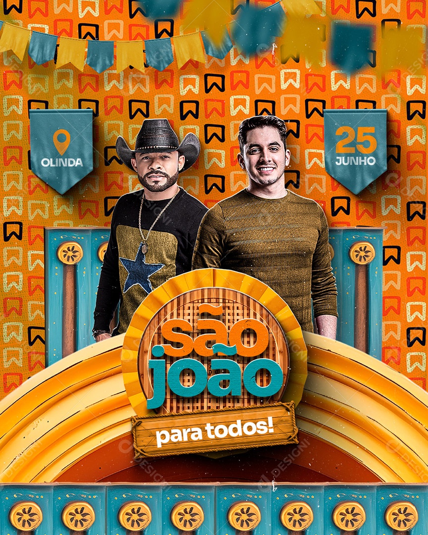 Flyer São João Para Todos Cantores Social Media PSD Editável