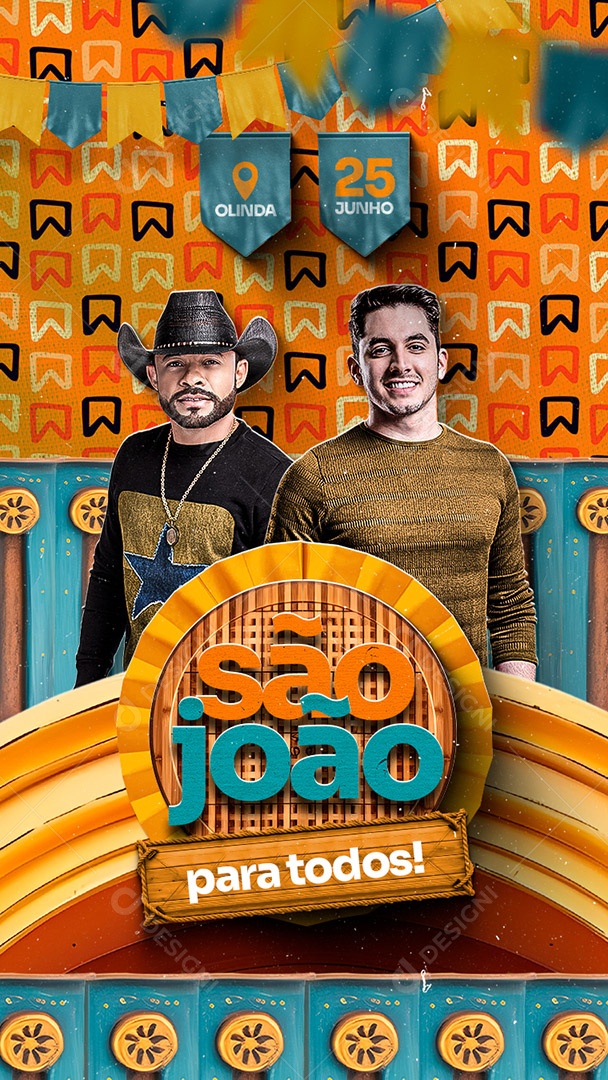 Flyer São João Para Todos Cantores Story Social Media PSD Editável
