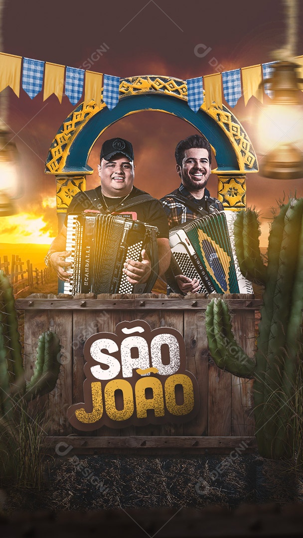 Flyer Show de São João Cantores Story Social Media PSD Editável