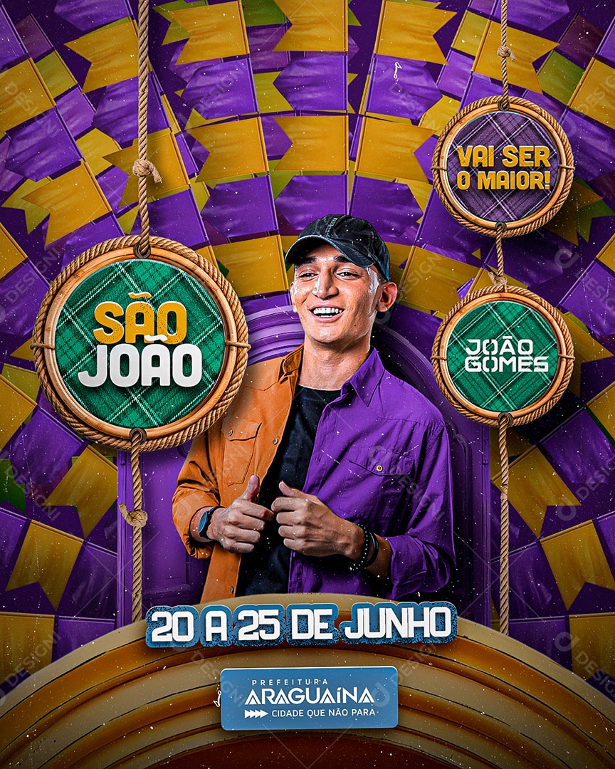 Flyer São João Cantor João Gomes Social Media PSD Editável