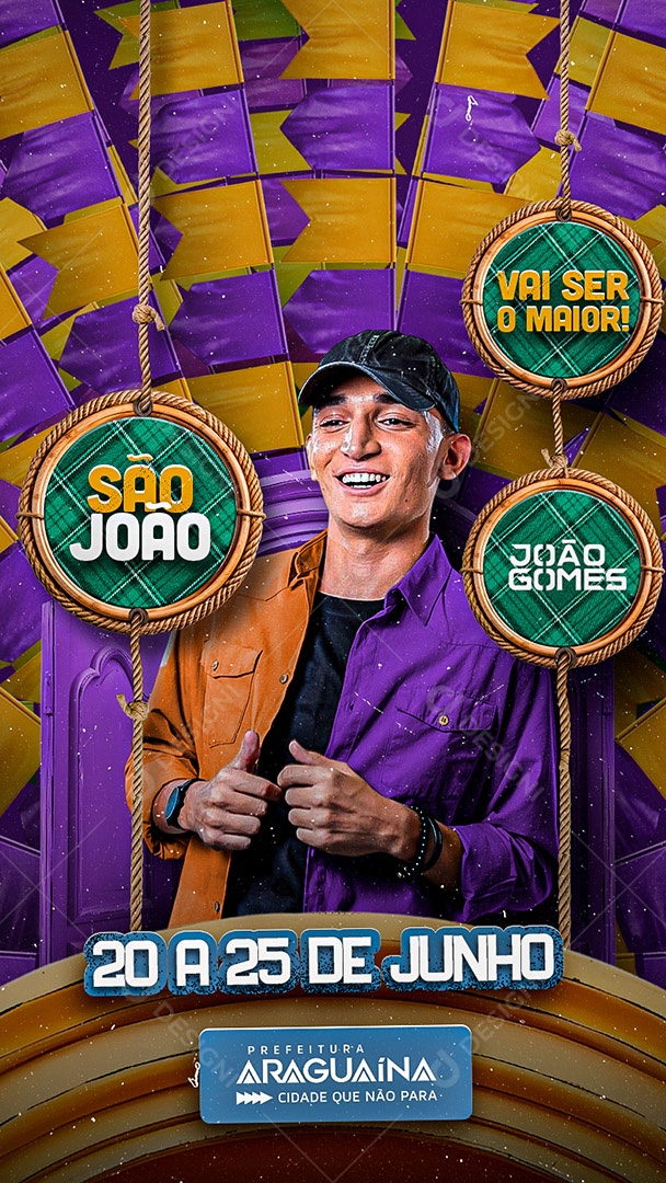 Flyer São João Cantor João Gomes Story Social Media PSD Editável