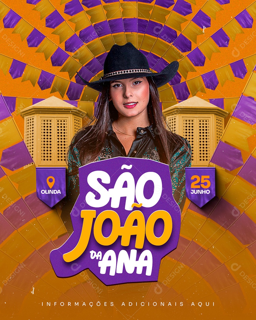 Flyer São João Ana Castela a Boiadeira Social Media PSD Editável